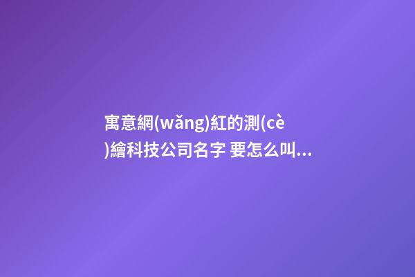 寓意網(wǎng)紅的測(cè)繪科技公司名字 要怎么叫比較好-第1張-公司起名-玄機(jī)派